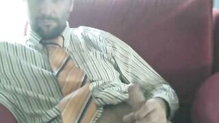 Amateur Daddies' Bears" - Hot Older Man Masturbates In Leather Jacket And Underwear