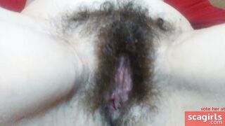 Hairiest Girl Next Door - Close-Up View of Hair Bush on Plumper's Body