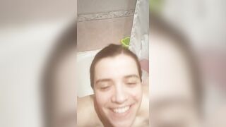 sloppy deeptroat suck my hubby's friend penis into shower