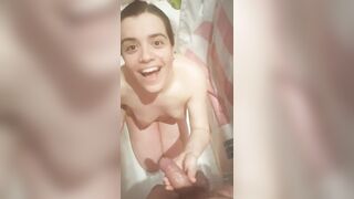 sloppy deeptroat suck my hubby's friend penis into shower