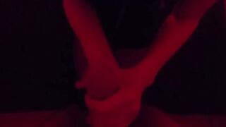 pov Hand Job cumming on nylon foot