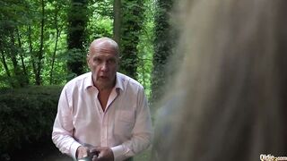 Grandpa and 2 girls caught and pounded into old young