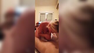Blonde MILF Hustiu Violeta Takes a Deep Throat Blowjob