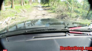 8-Month Pregnant Thai Teen Heather Deep Swallows Cum in Car