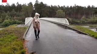 Blonde Amateur MILF Walks Nude in High Heels on the Street