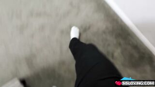 Stepsister Catches Stepbrother Jerking to Stepmom's Panties
