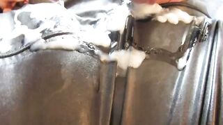Amateur Gay Man in Catsuit Gets Huge Hands-Free Cumshot with Sex Toy