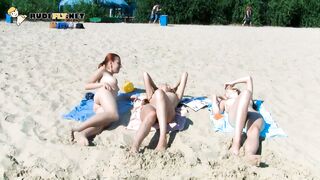barely legal Nudist Teen Soaking Up Sun on Beach
