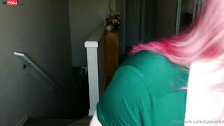 Cassie0pia Strips Down in Green Top to Reveal Huge Boobs