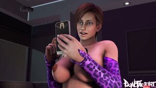 Blonde Male Gets Double Penetration from Two Women in Purple Lingerie