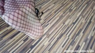 Inked Lady Inside Fishnet Tights
