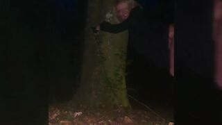 Hotwife cuffed to tree while out dogging