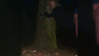 Hotwife cuffed to tree while out dogging