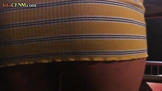 Cocksucking CFNM babes take turns on tied slave