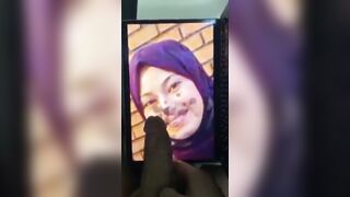 Desi Hijab Girl Teases on Phone While Cum gift Video Plays