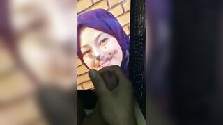 Desi Hijab Girl Teases on Phone While Cum gift Video Plays