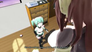 MMD Futanari Sex: Cell Fem Sucks Cock & Creampie Petite Gumi