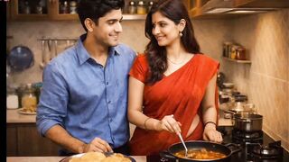Indian Couple Romance and Fucking in Kitchen Bedroom