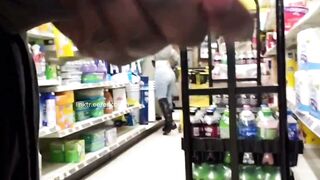 Candid Ebony Teen Dickflash and Grope with Cum
