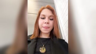 Tattooed Redhead Teases and Strips in Elevator for Intense POV Solo