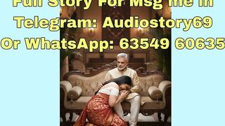 Older Man Comforts Kneeling Woman in Red Saree on Couch