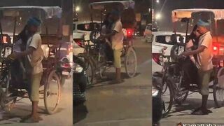 Desi Girl Pays Rickshaw Driver with Handjob on Roadside