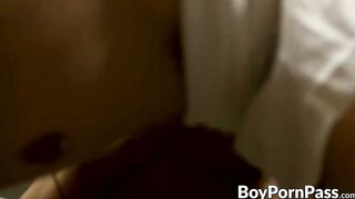 Blonde Twink in Suit Gets Deepthroat from Dark-Haired Guy with Gun