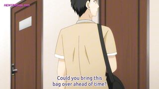 Busty Anime MILF Begs For Sex In Hallway While Kneeling Behind Him