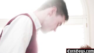 Altar Boy Lane Colten Sucks Tyga Knotzz Cock in Red Chair