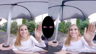 18VR Umbrella Makes Big Boobed Eighteen gf Stella Cardo Soak Down There