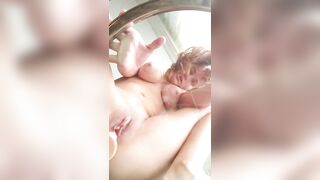 Squirting on glass table