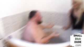 CFNM british dommes jerk fat loser’s micro cock