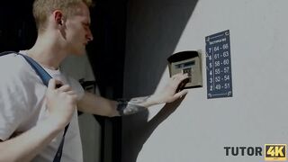 TUTOR4K. Man comes to tutor to fight but decides to better be carnal