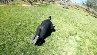 Cougar Watch Through Spandex Outdoors Ass Workout