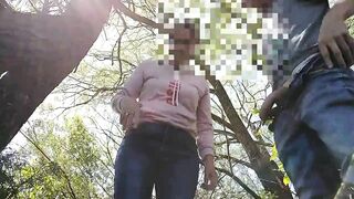 Russian lovers into a outdoor park