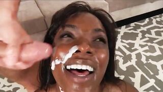 HOT AMATEUR BLACK GETS MUTIPLE FACIAL JIZZED
