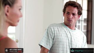 Stepmom Deepthroats Stepson's Penis During Nuru Strokes