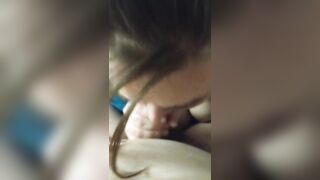 tatted mom shows off for camera and blows cock like