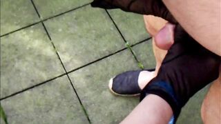 hand job on the garden slow motion