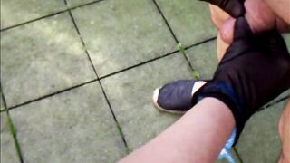 hand job on the garden slow motion