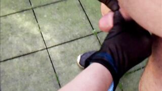 hand job on the garden slow motion
