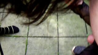 hand job on the garden slow motion