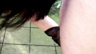 hand job on the garden slow motion