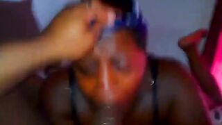 Black Mom Sloppy Blowjob And Booty Boned