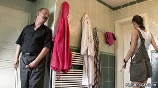 Cheating mistress getting busted ride older penis