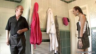 Cheating mistress getting busted ride older penis