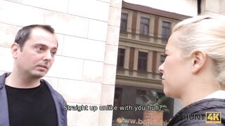 HUNT4K. Blonde has sex with rich hunter who also helps