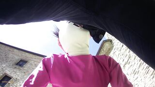 Laura on Heels amateur 2021 on pink outfit inside outside