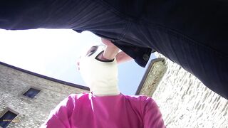 pink outfit inside public fellatio and oral jizzed