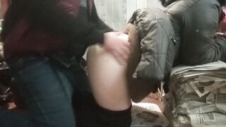 Boned inside the back of the store on mature newspapers